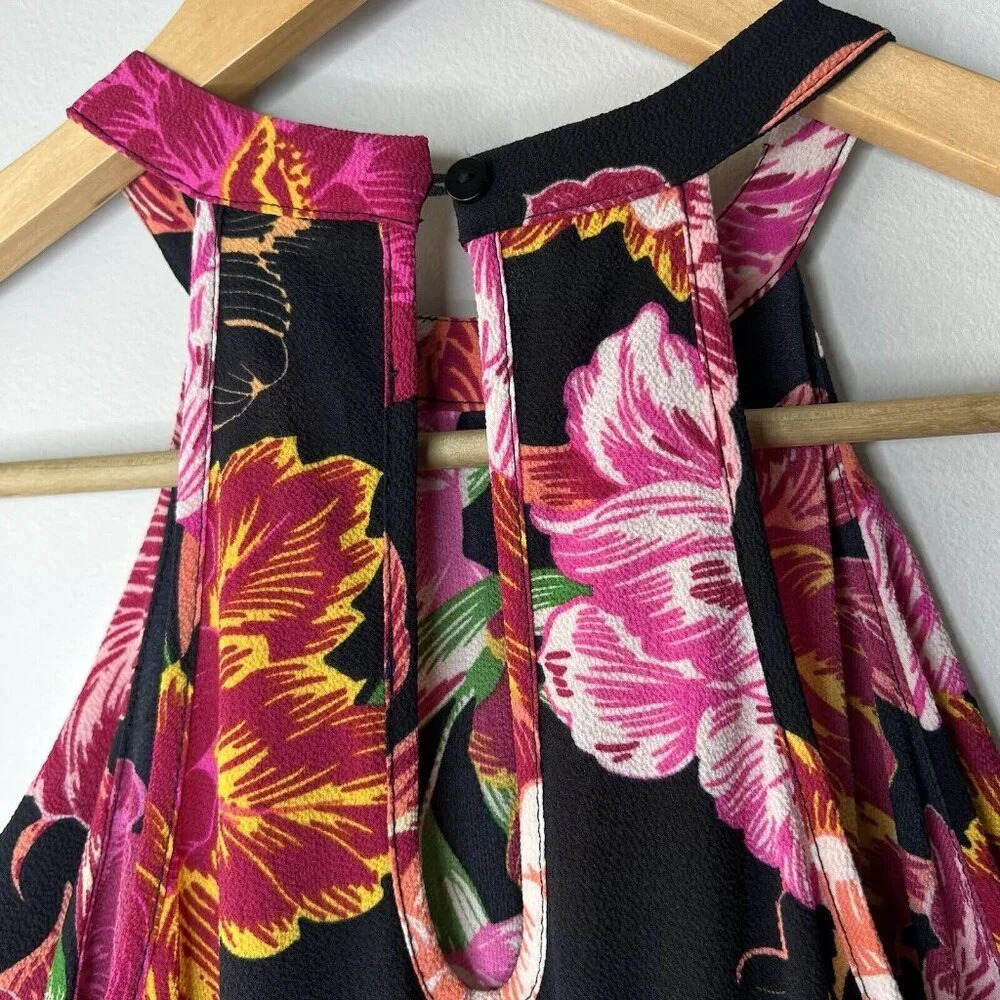 One Clothing Tropical Floral Maxi Dress Halter Neck Black Pink Sz S - Picture 9 of 10